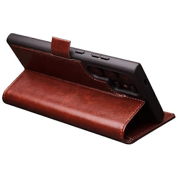 QIALINO Plånboksfodral för Samsung Galaxy S24 Ultra Äkta Läder Folio Flip Fodral - Svart Multicolor Brown
