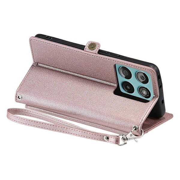 Læderetui med håndledsrem, pung og stativ til Motorola Edge 60 5G/ 60 Fusion 5G Multicolor Rose Gold