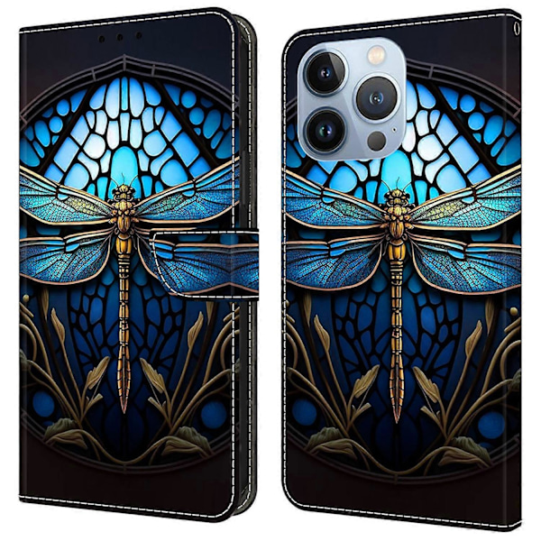 Til iPhone 16 Pro Max Etui Mønsterprintet Beskyttelsescover TPU+PU Læder Flip Telefon Etui Multicolor Style H
