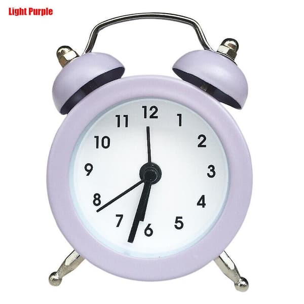 Väckarklocka Lilone Twin Bell Högt för tunga sovande sovrum Ljusgul Mini Light Purple