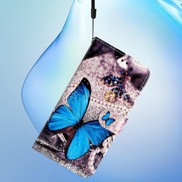 För Motorola Moto G54 5g case Mönstertryck plånbok cover Blue Butterfly