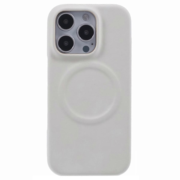 Skal för iPhone 16 Pro Max Kompatibelt med MagSafe, Hudvänligt Läder + PC Baksida - Grå Multicolor White