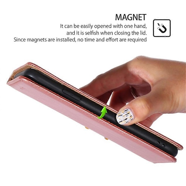 Plånboksfodral i PU-läder med magnetisk stängning för vivo Y29 4G Multicolor Rose Gold