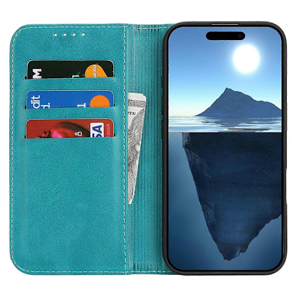 Til iPhone 16 Pro Cover PU Læder Kalvepræget Magnetisk Lukning Smartphone Cover Multicolor Style G