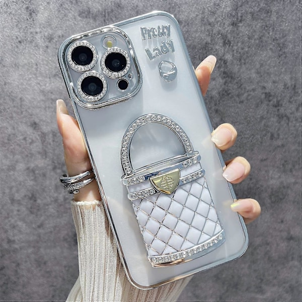 iPhone 16 Pro Max -kotelo peilijalustalla TPU+PC matkapuhelimen takakuoren muotoilu - Musta Multicolor Silver