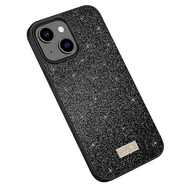 SULADA Baksida Skal för iPhone 15, PU Läderbelagd PC+TPU Glitter Paljetter Mobilskal Multicolor Style A
