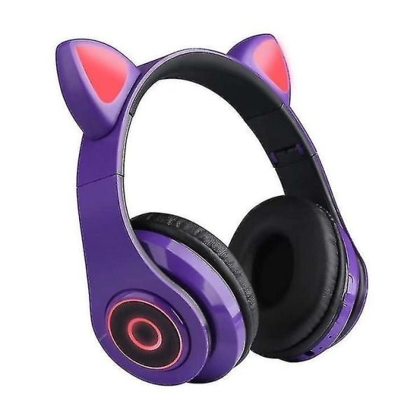 Färgglada Luminous Cat Ear Trådlöst Bluetooth -headset med Hi Fi Stereopurple