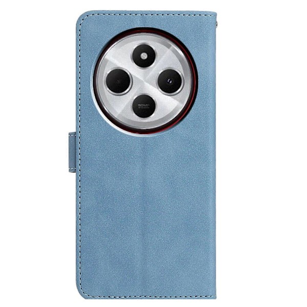 PU Læder Etui Til Xiaomi Redmi 14C 4G/ Redmi A3 Pro 4G/ Poco C75 4G Sommerfugl Blomst Præget Wal Multicolor Sky Blue