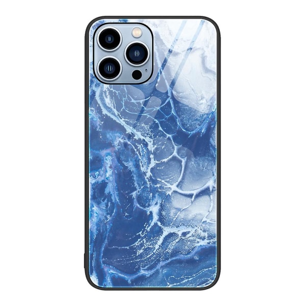 För Iphone 15 Pro Max Marmormönster Stötsäkert case härdat glas+pc+tpu cover DL03