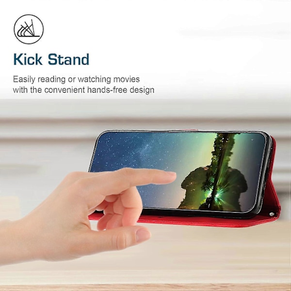 Wallet Telefon Cover til iPhone 14 Pro Max, Trekant Præget Læder Stand Case Multicolor Style B