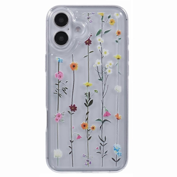 Skal för iPhone 16 Plus TPU Blommönster Luftkuddedesign Skyddande Skal Multicolor Style A