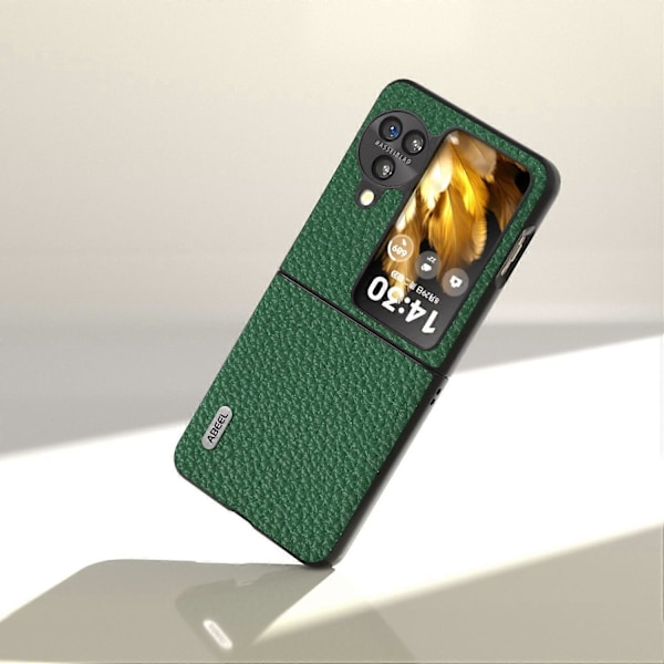 For Oppo Find N3 Flip 5G Ekte Kuskinn+PC Telefondeksel Fallbeskyttelse Multicolor Style B