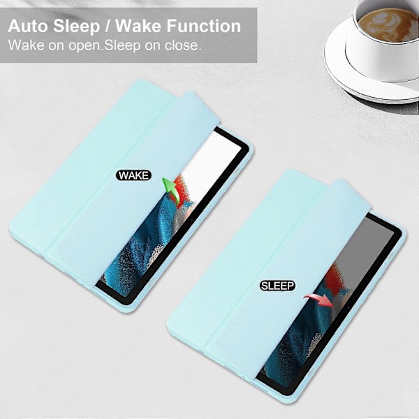 Til Samsung Galaxy Tab A9 Etui PU+TPU+Akryl Klar Bagside Tablet Cover med Penholder Multicolor Style D