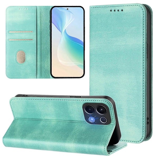 Plånboksfodral för Oppo K13 5G Retro Textur RFID-blockerande Läder Telefonskal Multicolor Mint Green