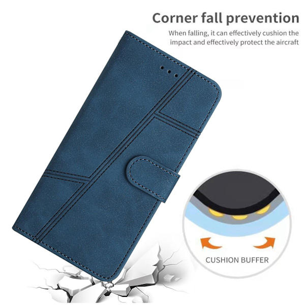 För Xiaomi Redmi 10a Phone Case Skin-touch Feeling Retro Pu Läder Sylinje Dekor Cover Blue