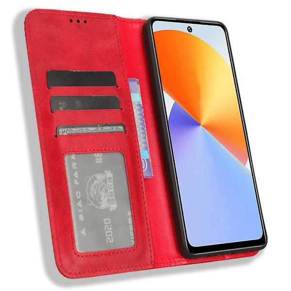 Phone case För Infinix Note 30 Vip 5g X6710 Retro Pu Läderställ Cover Red