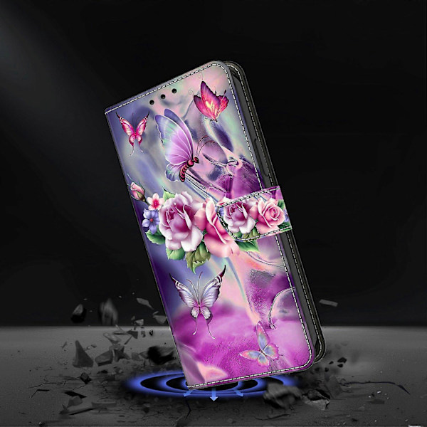 Magnetiskt fodral för Samsung Galaxy A35 5G med 3D-mönster och tryck i läder Multicolor Butterflies/Flowers
