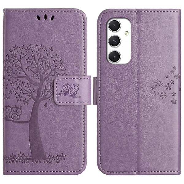 Etui til Samsung Galaxy A16 5G/A16 4G PU Læder Ugle Træ Præget Wallet Telefon Cover Multicolor Style G