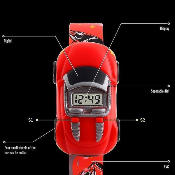 Timubike Skmei 1241 Cartoon Bil Barn Digital Watch Light Blue