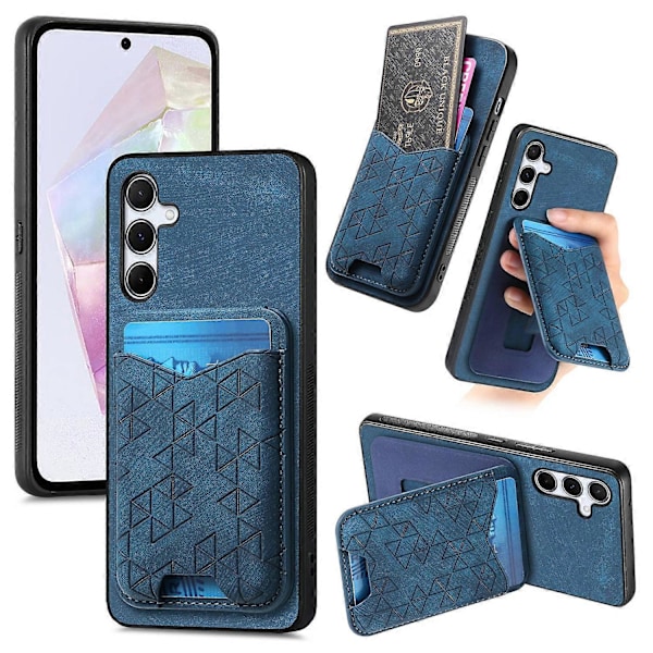 Til Samsung Galaxy A35 5G Etui med Præget Mønster, Kortholder, Støttefod, Læder Bagside Multicolor Style E