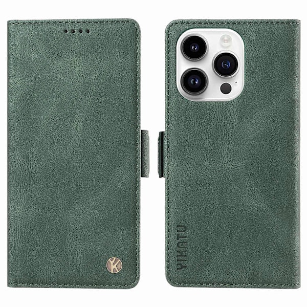 YIKATU YK-005 PU Läder Telefonfodral för iPhone 15 Pro Max, Hudvänligt Stötsäkert Plånboksfodral med Ställ Multicolor Style D