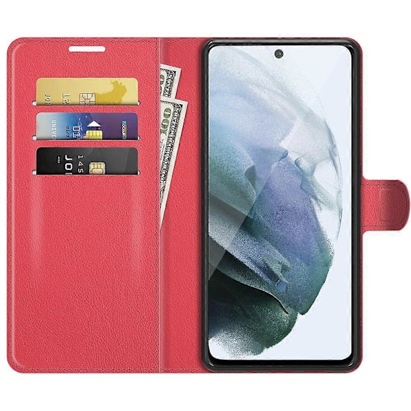 Wallet Design Læder Telefon Cover Folio Flip Cover med Støttefod til Samsung Galaxy S21 FE Multicolor Style C