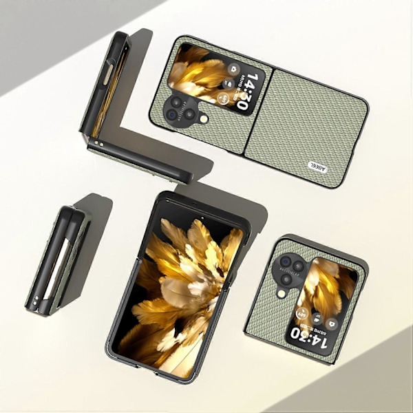 För Oppo Find N3 Flip 5G PU Läderbelagt PC-skal Kolfibertextur Skyddande Telefonskal Multicolor Style C