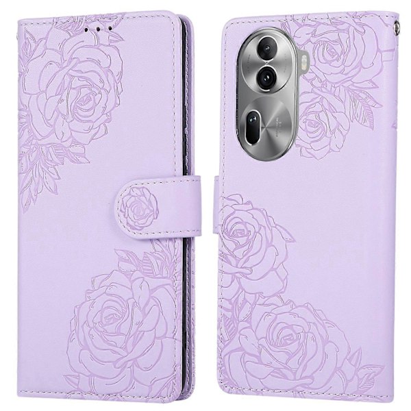 För Oppo Reno11 Pro 5G (Global)/Reno11 (Kina) 5G Fodral Rosblomma PU Plånbok Telefonfodral med 3 Multicolor Light Purple
