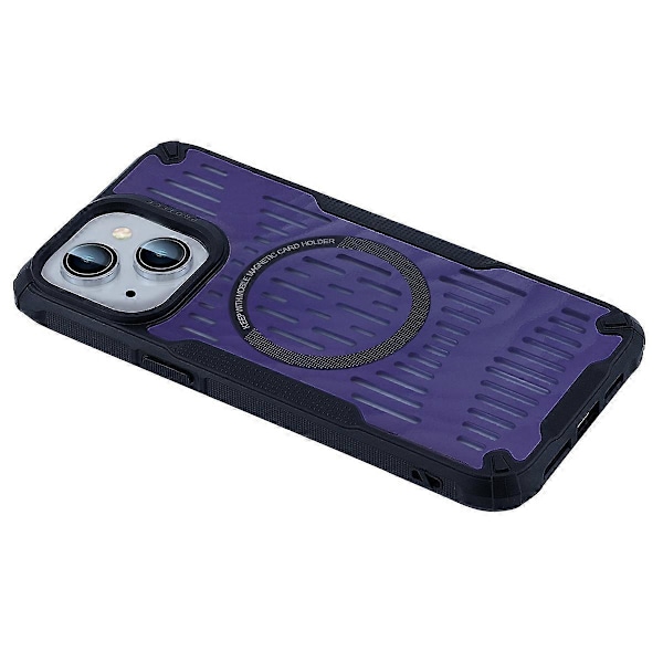 För iPhone 14 Skal Värmeavledning Ihålig Magnetisk TPU+PC Telefonskal Kompatibel med Magsafe Multicolor Style C
