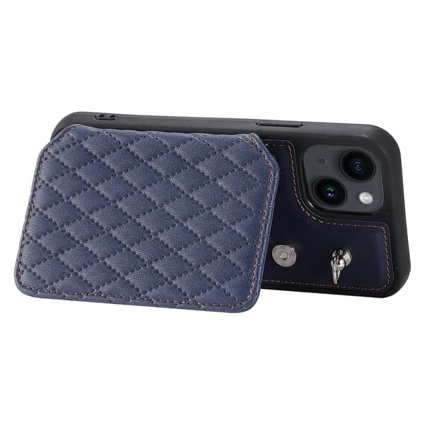 För Iphone 15 Plus Rfid Blocking Case Drop Resistant Pu+tpu telefonskal med handledsrem Blue