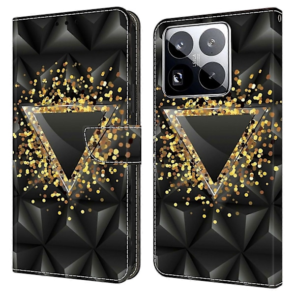 Xiaomi 15 Pro -kotelo PU-nahkalompakko puhelinkotelo jalustalla Multicolor Rhombus