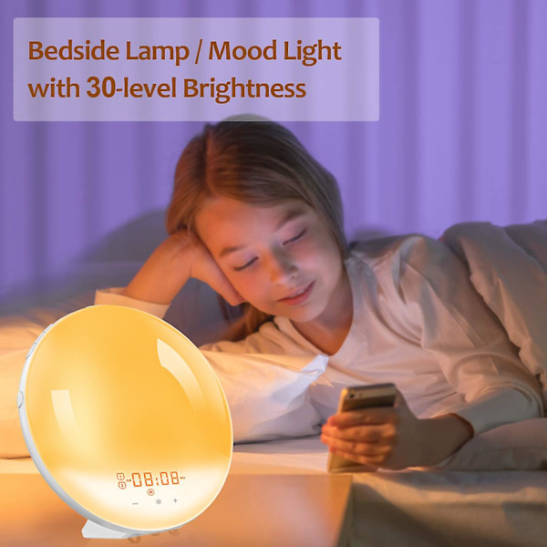 Multifunktionell Light Smart Clock Bordslampa Med Fm Radio Väckarklocka