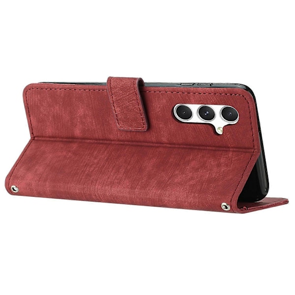 Til Samsung Galaxy A36 5G Etui Prægede Linjer Læder Telefon Cover Foldbart Stativ Multicolor Style B