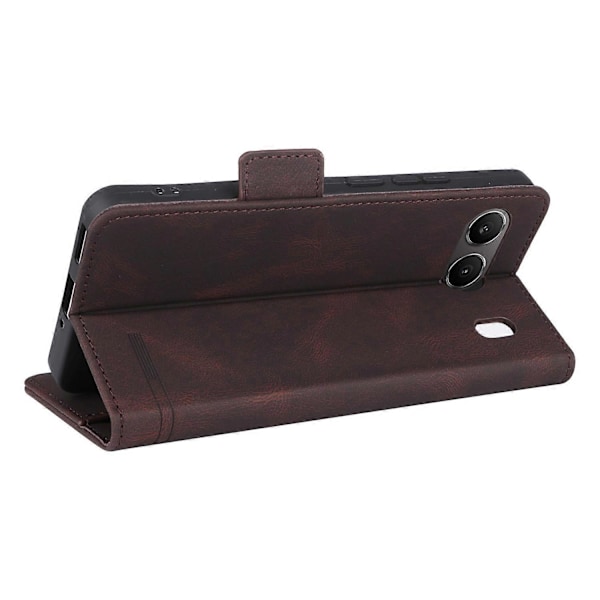 OnePlus Nord 4 -kotelo, nahkainen lompakkokotelo, jossa metallikoriste Multicolor Coffee