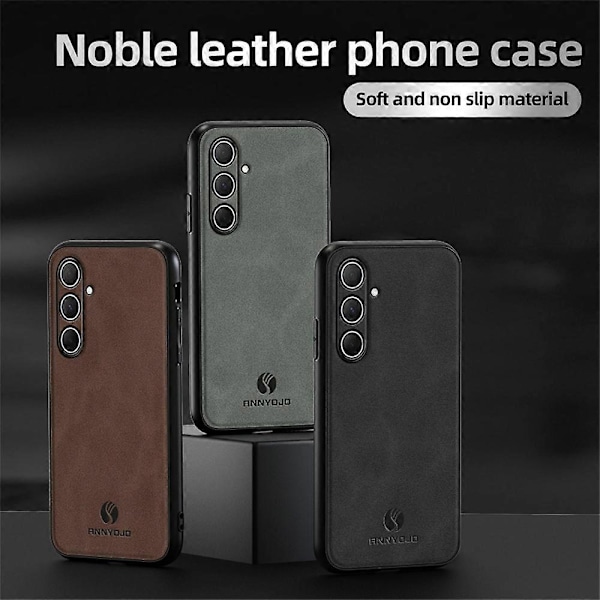 ANNYOJO Skal för Samsung Galaxy A56 5G PU Läder+PC+TPU Anti-Drop Telefon Baksida Multicolor Wine Red