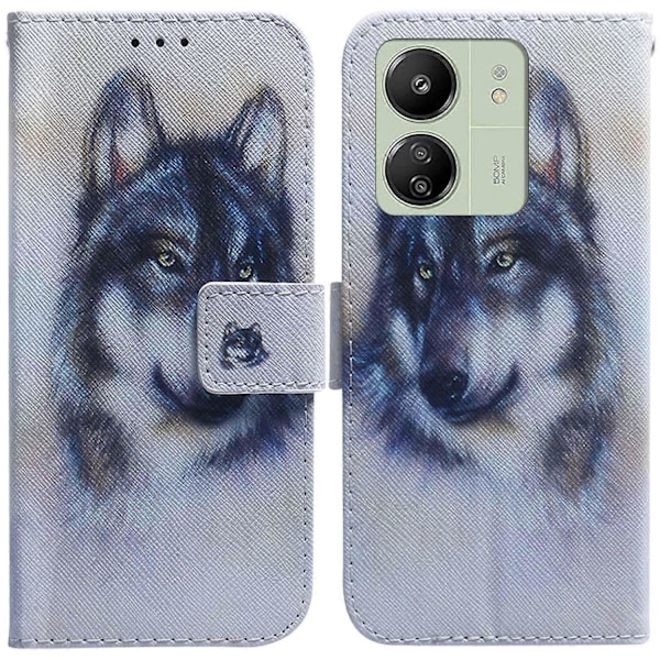 Til Xiaomi Redmi 13C 4G/13C 5G/Poco C65 4G/Poco M6 5G/13R 5G Etui PU Læder Wallet Stand Cover Multicolor Wolf