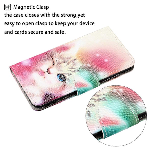 Fargerikt mønstertrykk PU-lær telefonstativ deksel med stropp for Samsung Galaxy A12 Multicolor Style O
