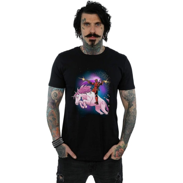 Marvel Deadpool Space Unicorn T-shirt för män Black S