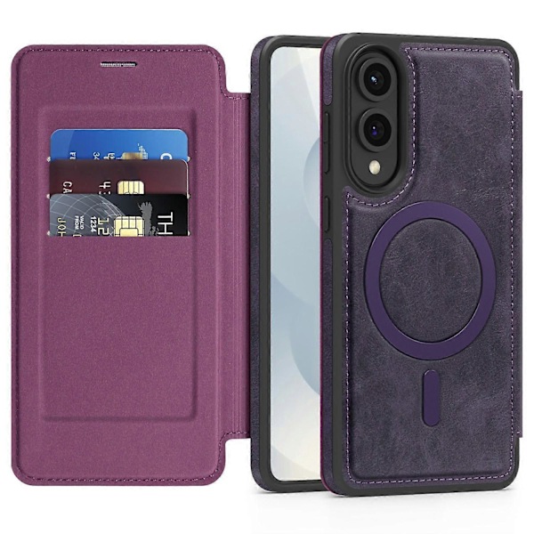 Samsung Galaxy S25 Edge -kotelo, yhteensopiva MagSafe-laitteiden kanssa, RFID-suojattu korttipidike, puhelinkuori Multicolor Dark Purple