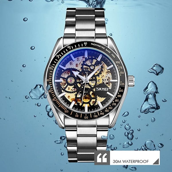 Skmei 9194 Män Automatisk Sketon Mekanisk Watch Blå blue