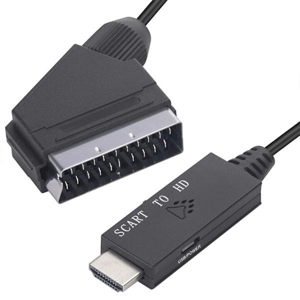 1X SCART till HDMI-kabel Videoadapter SCART till HDMI-omvandlare Ada