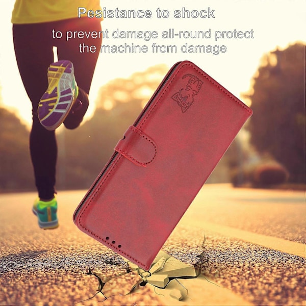 Til Samsung Galaxy S25 Edge Etui Glad Kat Mønster Præget Læder Wallet Telefon Cover Multicolor Red