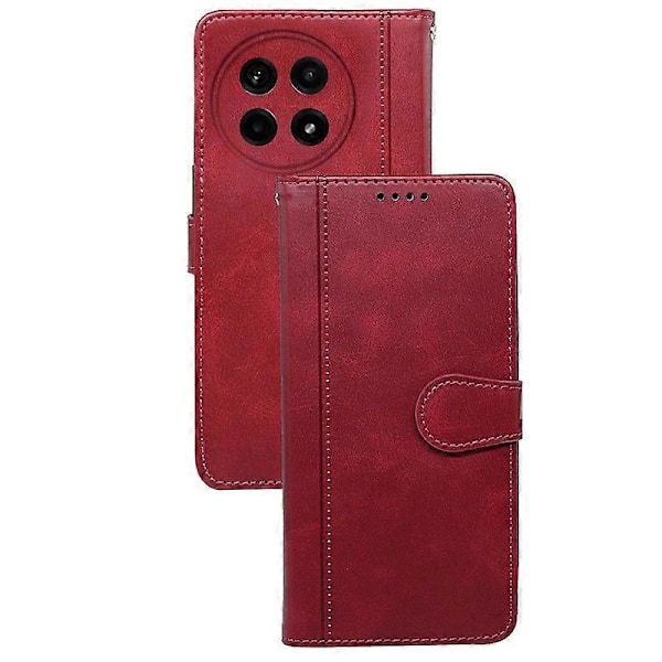 För OnePlus Ace 5 5G/Ace 5 Pro 5G Fodral Kalvtextur Läder Ställ Bok Stil Telefonskydd - Svart Multicolor Red