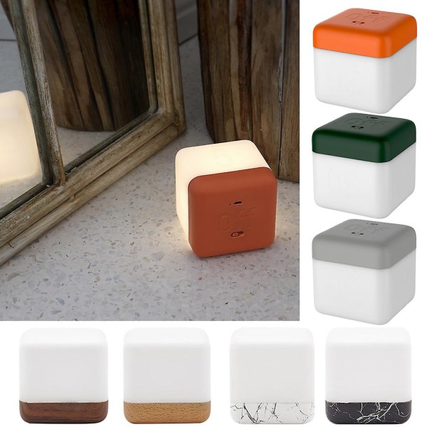 Timing LED Natlampe USB Genopladelig Firkantet Flip Switch Justerbar Lysstyrke Gray