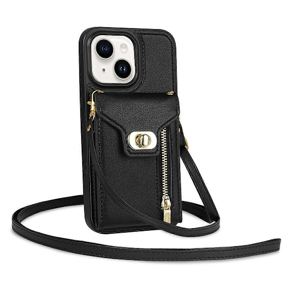 Korttipaikallinen puhelinjalustakotelo iPhone 15:lle, vetoketjutasku PU-nahkapäällysteinen TPU-suojus Multicolor Style C
