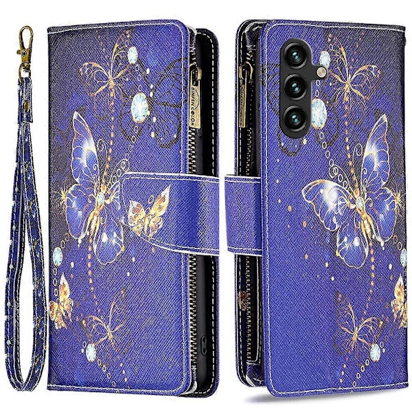 BF03 Telefonfodral för Samsung Galaxy A15 4G Plånboksfodral med Dragkedja i Läder Multicolor Style G