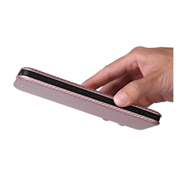 Skal för Xiaomi Redmi Note 14 Pro 4G Fodral Kolfibertextur Fallsäkert PU Läder Telefonskydd Multicolor Rose Gold