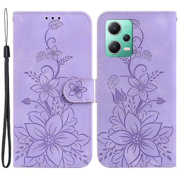 Case för Xiaomi Redmi Note 12 5g (global)/poco X5 5g Cover med tryckt blomma Purple