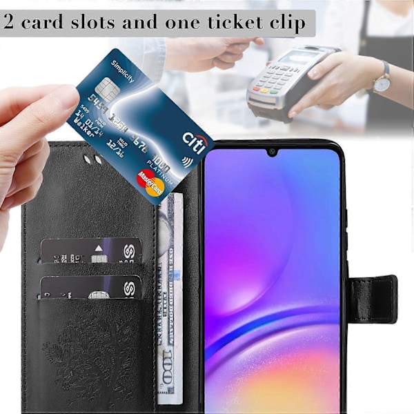 KT Imprinting Flower Series-3 til Samsung Galaxy A06 Etui Katte Træ Mønster Flip Læder Telefon Cover Multicolor Style J