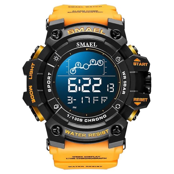 Smael Elektroniska Digitala Klockor För Män Vattentät Unisex Militär Sport Armbandsur Med Auto Date Week Led Display Vit 8082 Orange